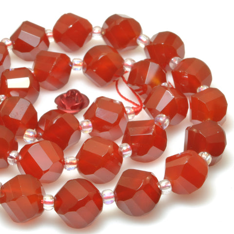 Red Carnelian faceted twist loose beads gemstone wholesale jewelry making bracelet necklace diy