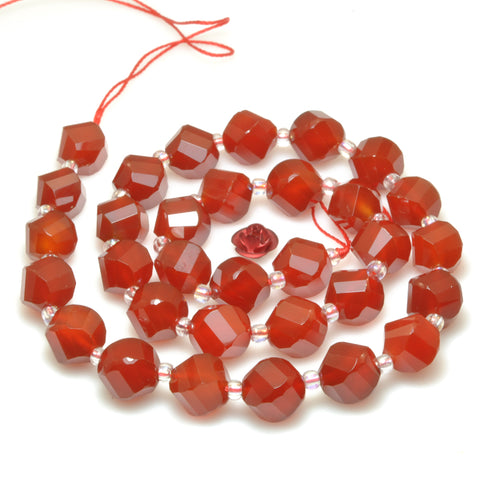Red Carnelian faceted twist loose beads gemstone wholesale jewelry making bracelet necklace diy