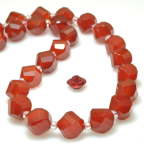 Red Carnelian faceted twist loose beads gemstone wholesale jewelry making bracelet necklace diy