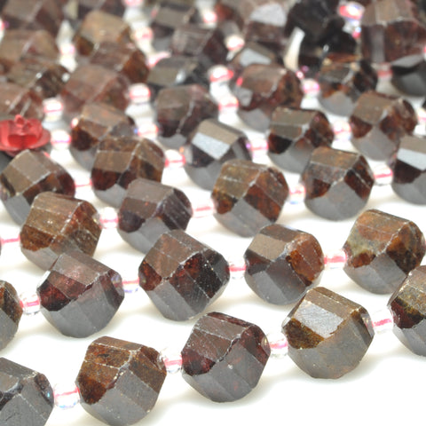 Natural red garnet faceted twist loose beads wholesale loose gemstone for jewelry making bracelet diy