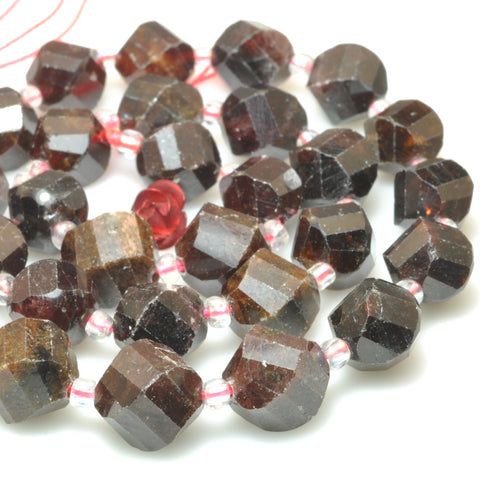 Natural red garnet faceted twist loose beads wholesale loose gemstone for jewelry making bracelet diy