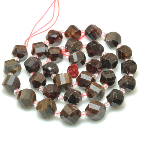Natural red garnet faceted twist loose beads wholesale loose gemstone for jewelry making bracelet diy