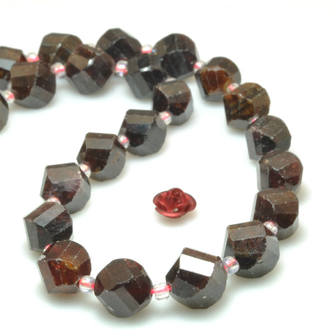 Natural red garnet faceted twist loose beads wholesale loose gemstone for jewelry making bracelet diy