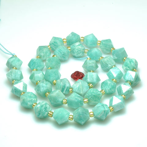 Natural amazonite faceted geometry cut beads gemstone wholesale jewelry making bracelet necklace diy