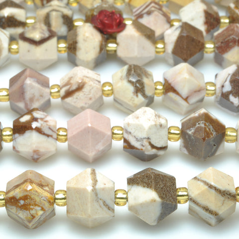 Natural brown zebra jasper faceted geometry cut beads wholesale gemstone jewelry making