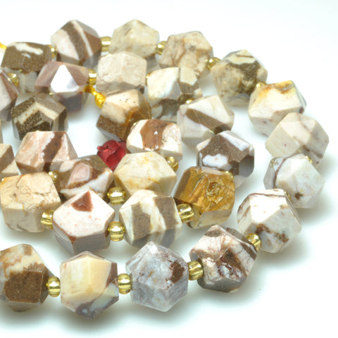 Natural brown zebra jasper faceted geometry cut beads wholesale gemstone jewelry making