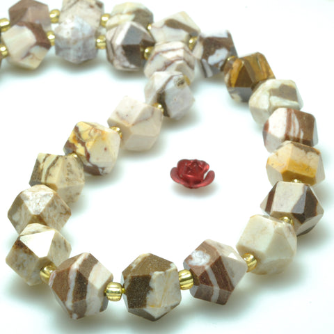 Natural brown zebra jasper faceted geometry cut beads wholesale gemstone jewelry making