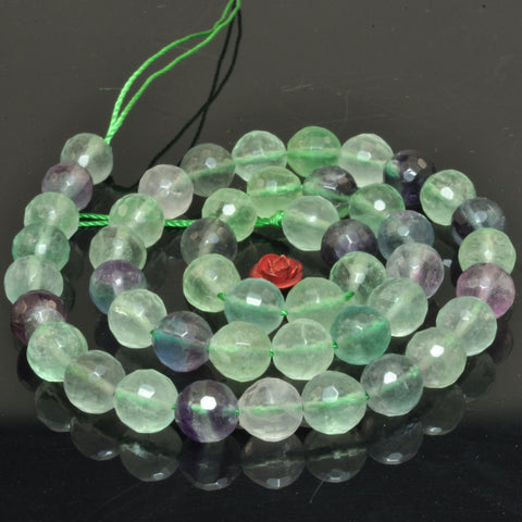 Natural Rainbow Fluorite faceted round loose beads wholesale gemstone for jewelry making 8mm 15"