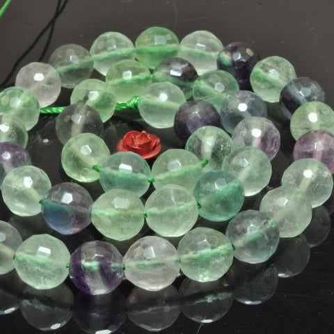 Natural Rainbow Fluorite faceted round loose beads wholesale gemstone for jewelry making 8mm 15"