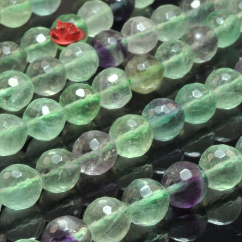 Natural Rainbow Fluorite faceted round loose beads wholesale gemstone for jewelry making 8mm 15"
