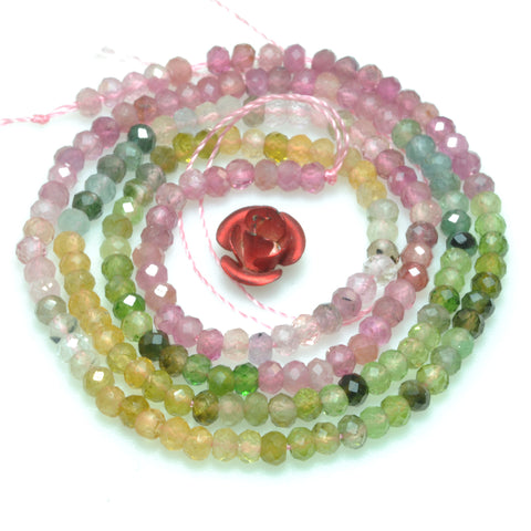 Natural tourmaline faceted rondelle beads rainbow gemstone wholesale jewelry making bracelet necklace diy