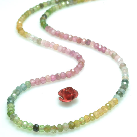 Natural tourmaline faceted rondelle beads rainbow gemstone wholesale jewelry making bracelet necklace diy