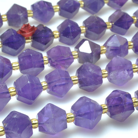 Natural Amethyst faceted geometry cut beads wholesale gemstone jewelry making bracelet necklace diy