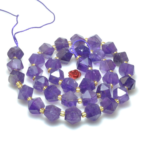 Natural Amethyst faceted geometry cut beads wholesale gemstone jewelry making bracelet necklace diy