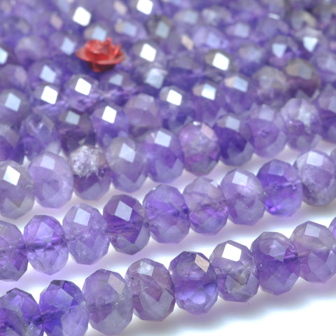 Natural amethyst faceted rondelle beads wholesale gemstone jewelry making bracelet necklace diy