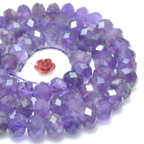 Natural amethyst faceted rondelle beads wholesale gemstone jewelry making bracelet necklace diy