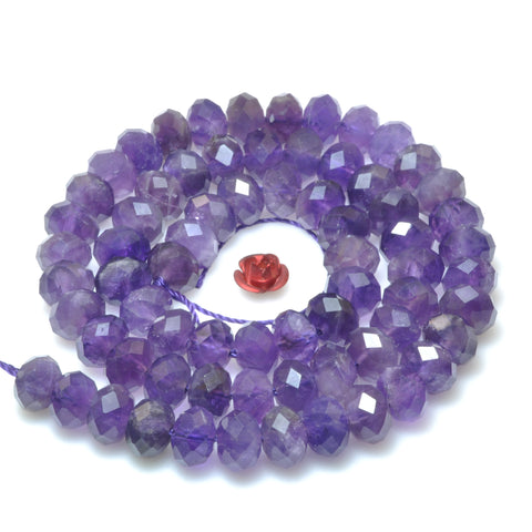 Natural amethyst faceted rondelle beads wholesale gemstone jewelry making bracelet necklace diy