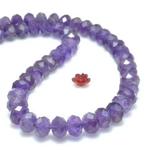 Natural amethyst faceted rondelle beads wholesale gemstone jewelry making bracelet necklace diy