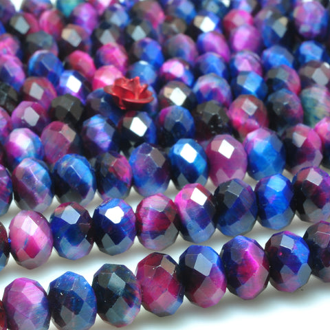 Galaxy tiger eye faceted rondelle loose beads gemstone wholesale jewelry making bracelet necklace diy