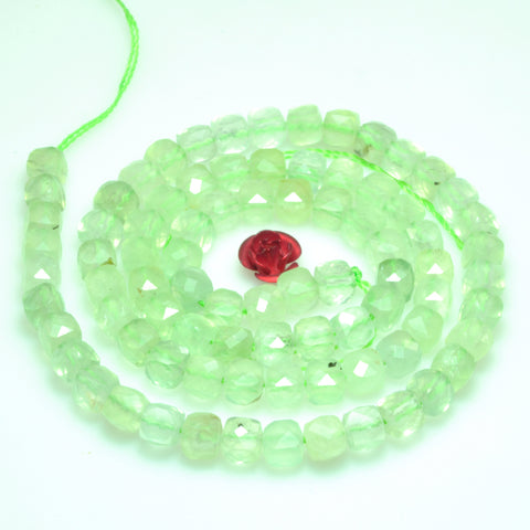 Natural prehnite faceted cube beads loose gemstones wholesale for jewelry making bracelet necklace diy