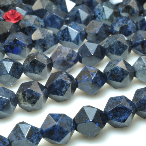 Natural blue dumortierite star cut faceted nugget beads gemstone wholesale jewelry making bracelet necklace diy