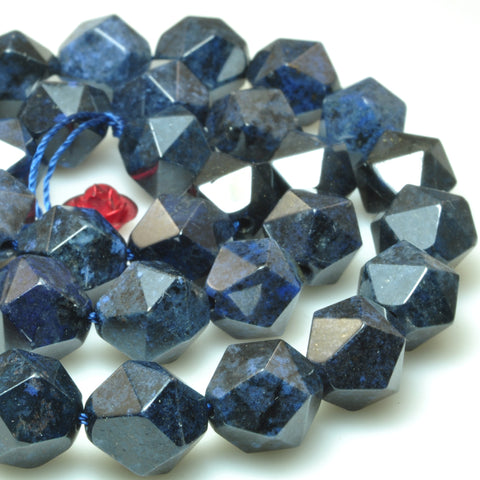Natural blue dumortierite star cut faceted nugget beads gemstone wholesale jewelry making bracelet necklace diy