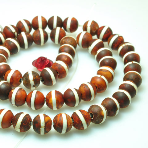 Tibetan agate dzi oneline agate matte round beads loose gemstone wholesale jewelry making bracelet diy stuff
