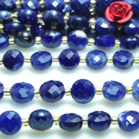 Natural blue sodalite stone faceted coin loose beads gemstone wholesale jewelry making bracelet necklace diy