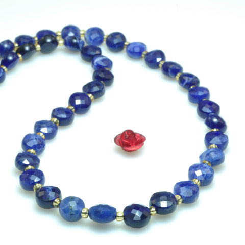 Natural blue sodalite stone faceted coin loose beads gemstone wholesale jewelry making bracelet necklace diy