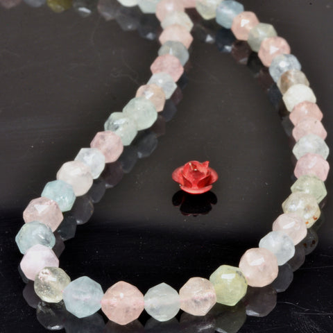Natural Morganite Multicolor diamond faceted round beads wholesale loose gemstone semi precious stone for jewelry making bracelet necklace