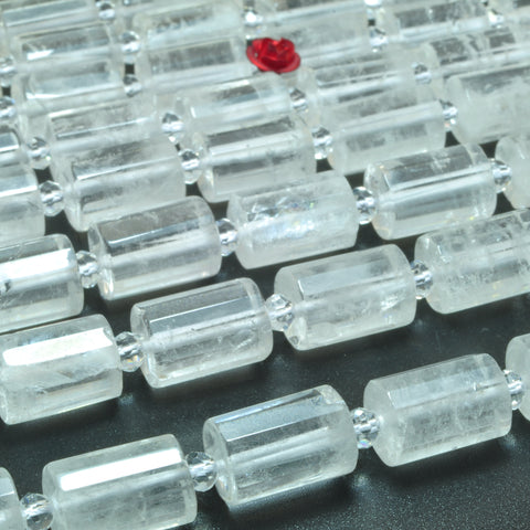 Natural clear rock crystal faceted Tube loose beads gemstone wholesale jewelry making bracelet necklace diy
