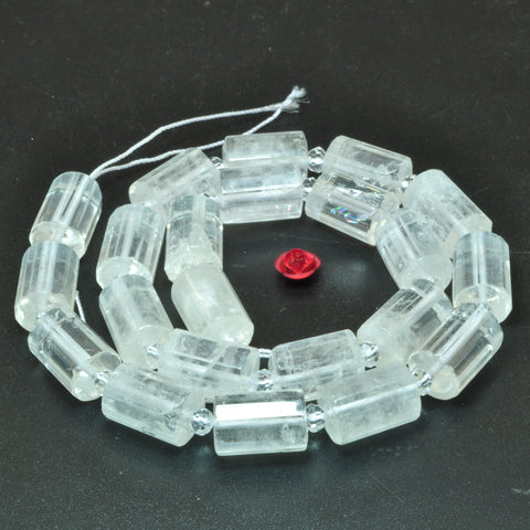 Natural clear rock crystal faceted Tube loose beads gemstone wholesale jewelry making bracelet necklace diy