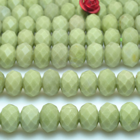 Natural alashan jasper matcha green faceted rondelle beads wholesale gemstone jewelry making bracelet necklace diy