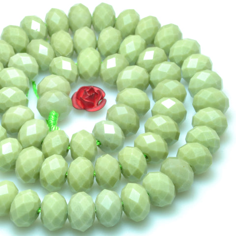 Natural alashan jasper matcha green faceted rondelle beads wholesale gemstone jewelry making bracelet necklace diy