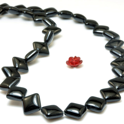 Black Onyx smooth Diagonal Square beads loose stone wholesale gemstone for jewelry making bracelet necklace DIY