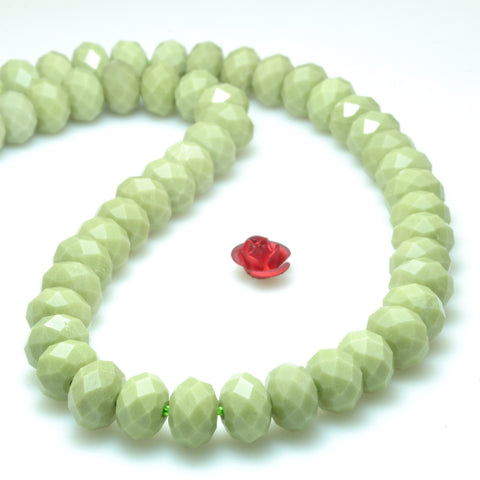 Natural alashan jasper matcha green faceted rondelle beads wholesale gemstone jewelry making bracelet necklace diy