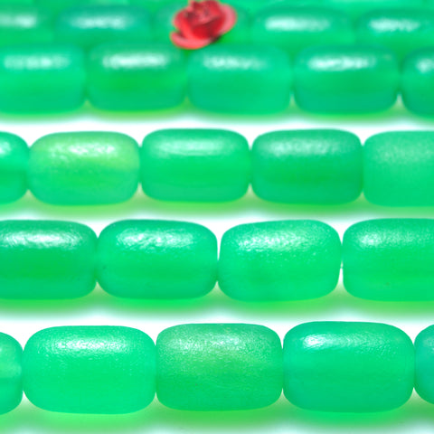 Green Agate matte drum beads loose gemstone wholesale jewelry making bracelet necklace diy
