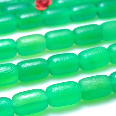 Green Agate matte drum beads loose gemstone wholesale jewelry making bracelet necklace diy