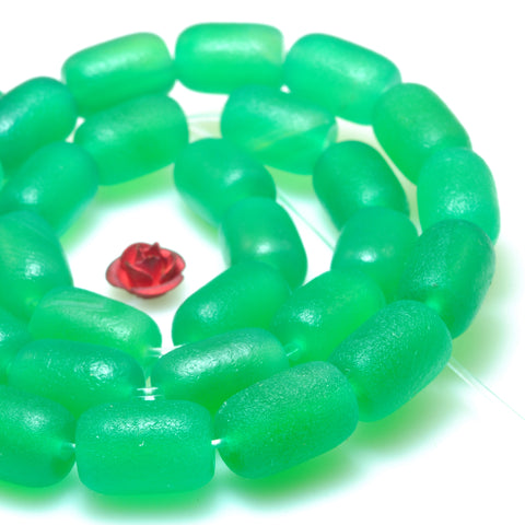 Green Agate matte drum beads loose gemstone wholesale jewelry making bracelet necklace diy