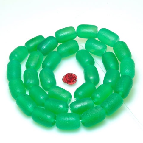 Green Agate matte drum beads loose gemstone wholesale jewelry making bracelet necklace diy
