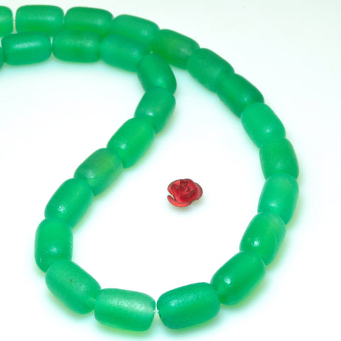 Green Agate matte drum beads loose gemstone wholesale jewelry making bracelet necklace diy