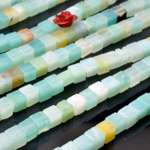 Natural Amazonite multicolor smooth cube loose beads wholesale gemstone jewelry making 15"