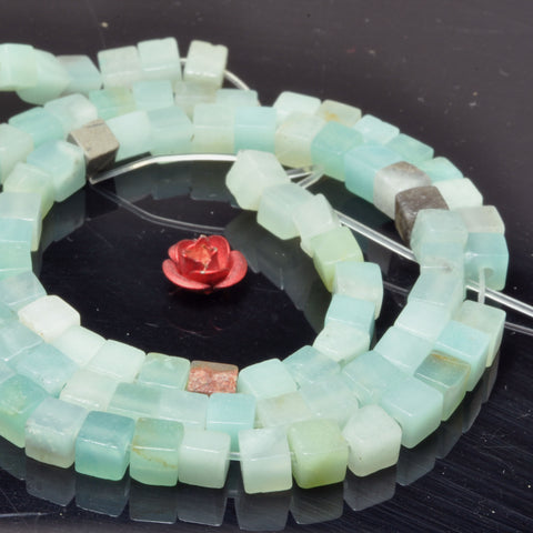 Natural Amazonite multicolor smooth cube loose beads wholesale gemstone jewelry making 15"