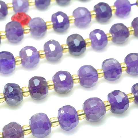 Natural amethyst faceted rondelle beads wholesale gemstone jewelry making bracelet necklace diy
