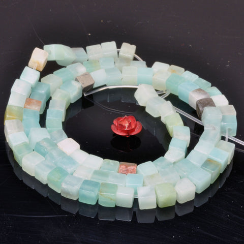 Natural Amazonite multicolor smooth cube loose beads wholesale gemstone jewelry making 15"