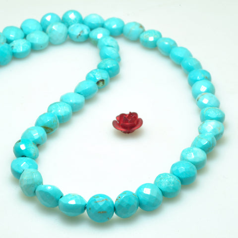 Blue Turquoise faceted coin beads wholesale loose gemstone for jewelry making diy bracelet necklace