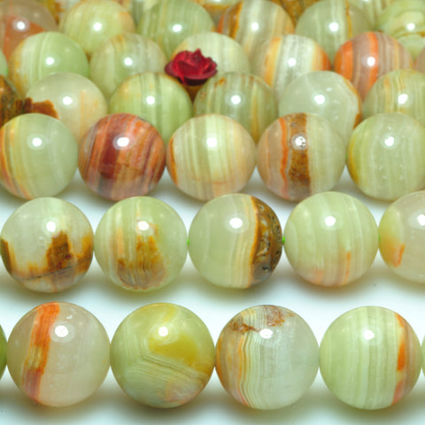 Natural green banded calcite smooth round beads gemstone wholesale jewelry making bracelet necklace diy