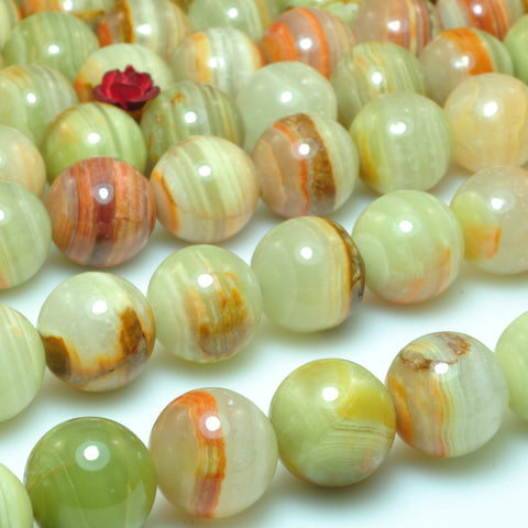 Natural green banded calcite smooth round beads gemstone wholesale jewelry making bracelet necklace diy