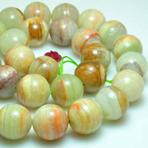 Natural green banded calcite smooth round beads gemstone wholesale jewelry making bracelet necklace diy