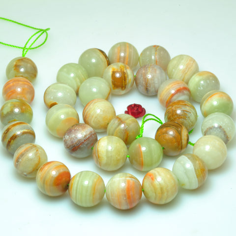 Natural green banded calcite smooth round beads gemstone wholesale jewelry making bracelet necklace diy